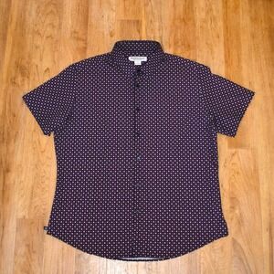 Mizzen+Main Floral Shirt Mens Medium Navy Excellent Performance Classic Fit SS